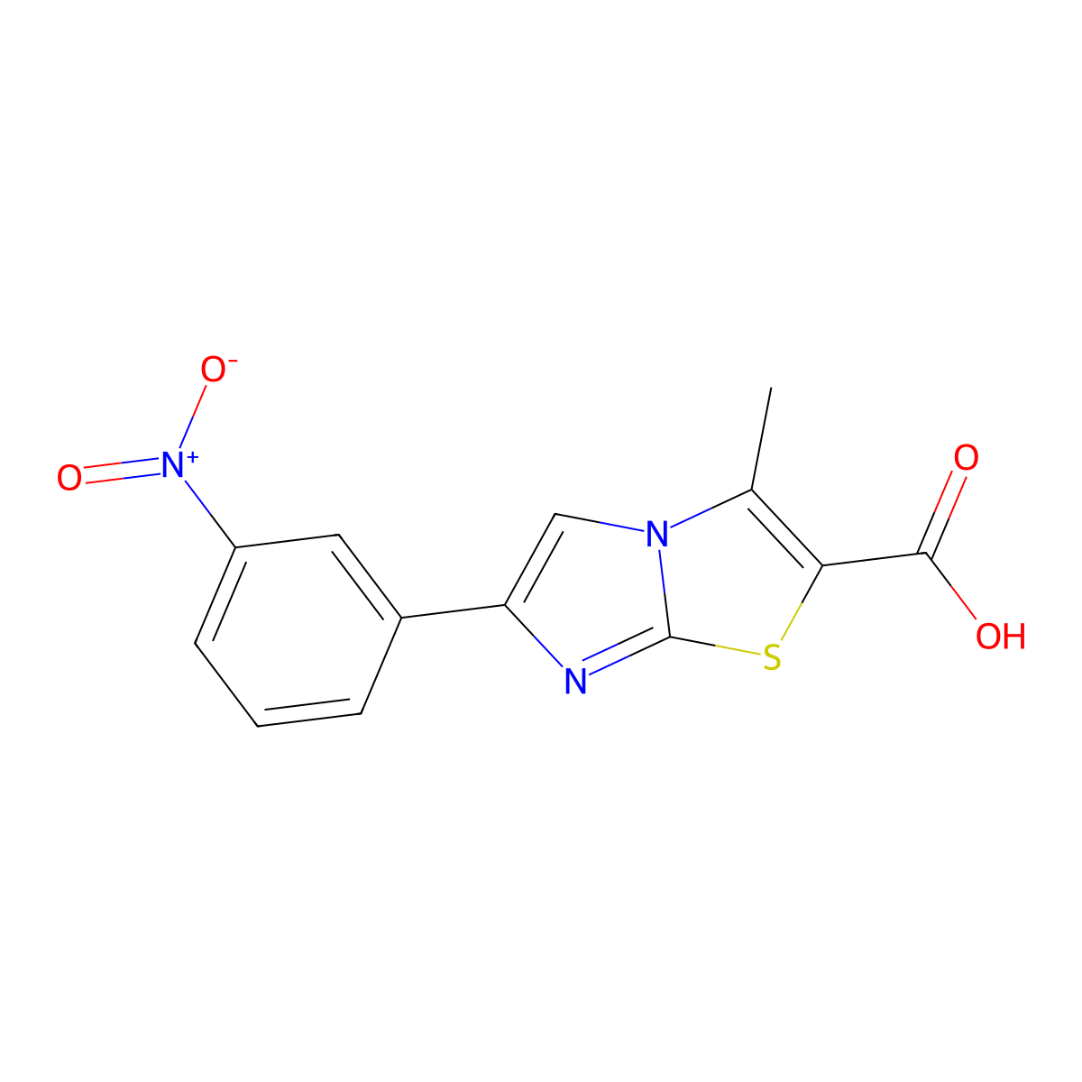 3-Methyl-6-(3-nitrophenyl)imidazo[2,1-b][1,3]thiazole-2-carboxylic acid molecular structure, CAS 1131580-31-8