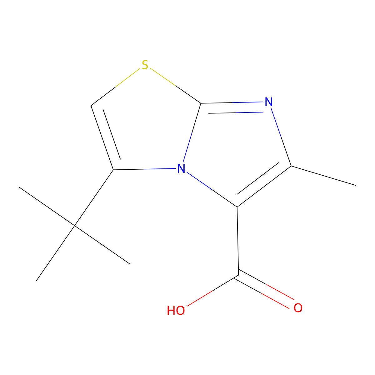 Imidazo[2,1-b]thiazole-5-carboxylic acid, 3-(1,1-dimethylethyl)-6-methyl- molecular structure, CAS 1131586-40-7
