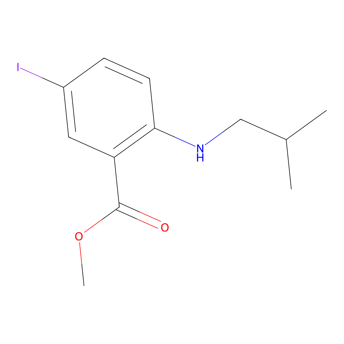 Methyl 5-iodo-2-(isobutylamino)benzoate molecular structure, CAS 1131587-18-2