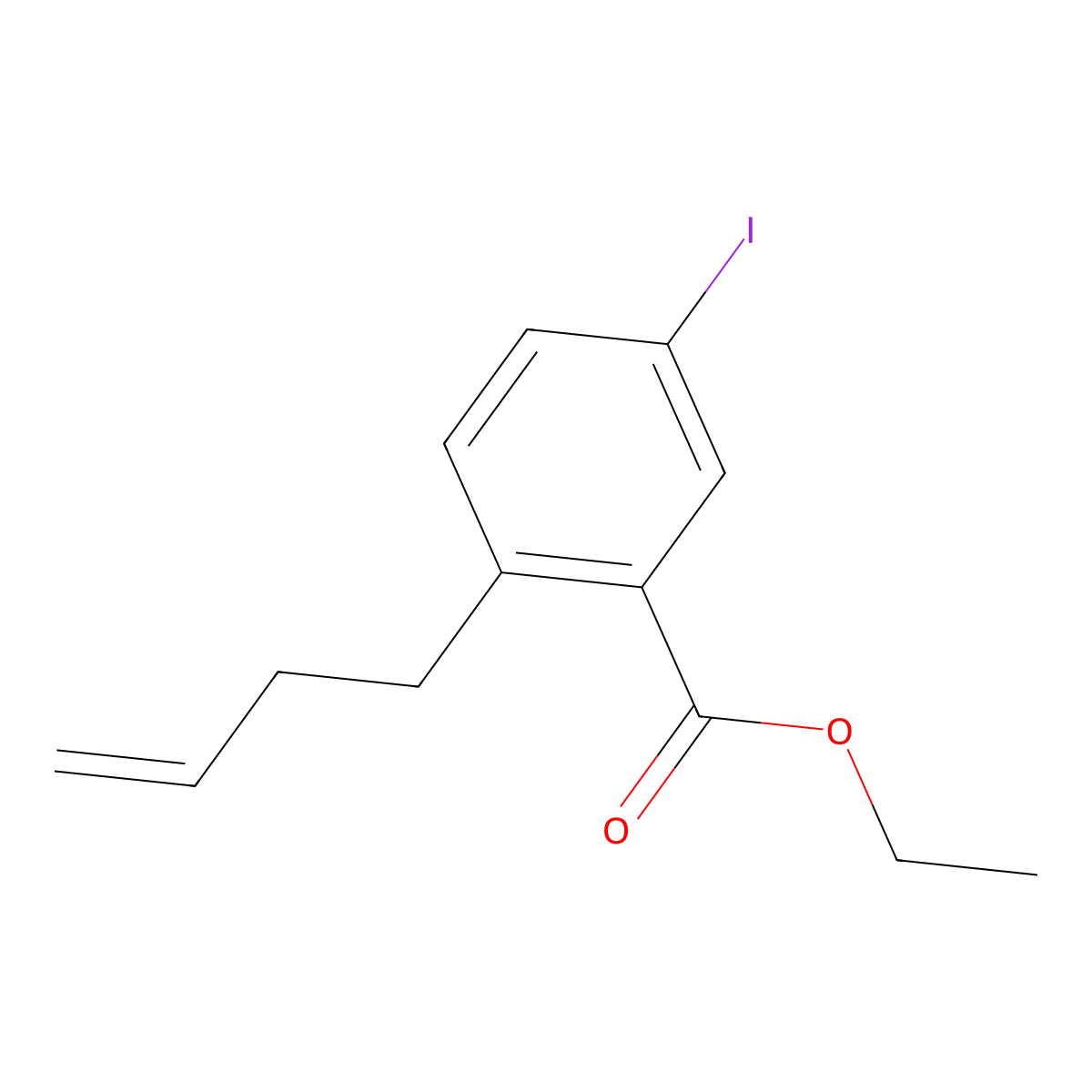 Ethyl 2-(but-3-en-1-yl)-5-iodobenzoate molecular structure, CAS 1131587-19-3
