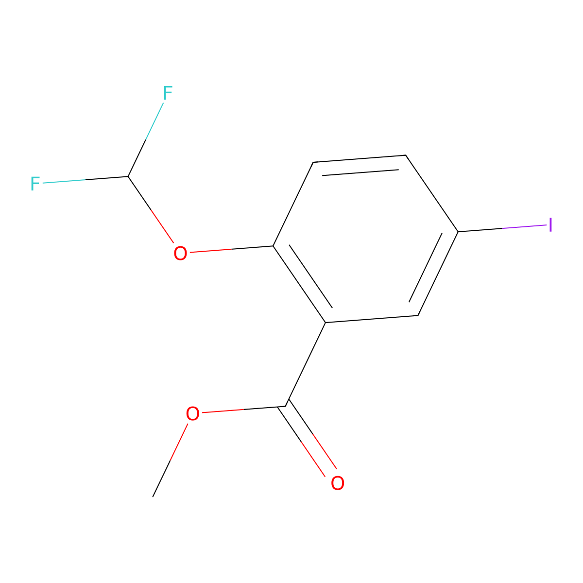 Methyl 2-(difluoromethoxy)-5-iodobenzoate molecular structure, CAS 1131587-22-8