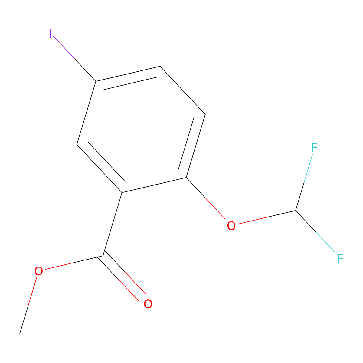 Methyl 2-(difluoromethoxy)-5-iodobenzoate molecular structure, CAS 1131587-22-8