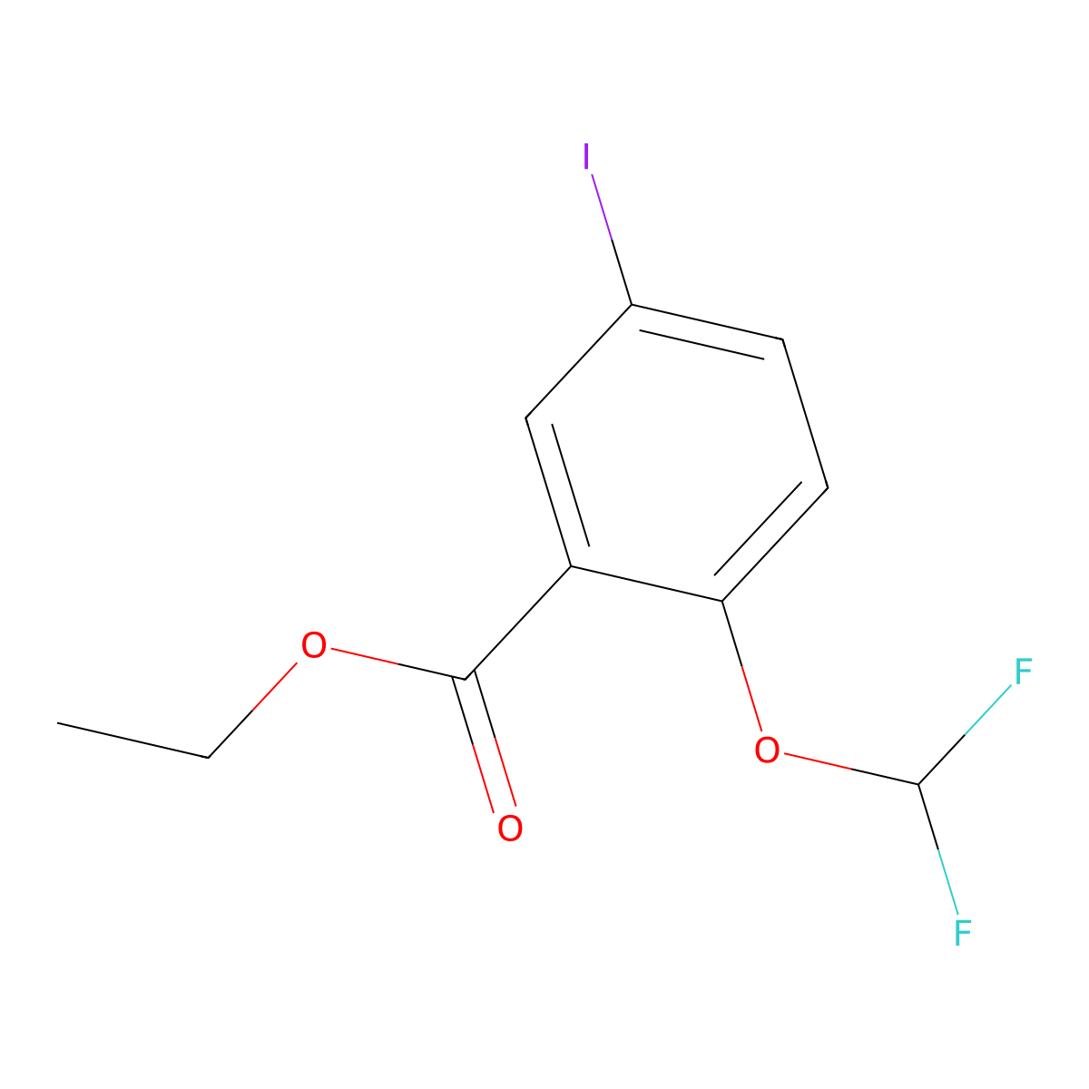 Ethyl 2-(difluoromethoxy)-5-iodobenzoate molecular structure, CAS 1131587-26-2