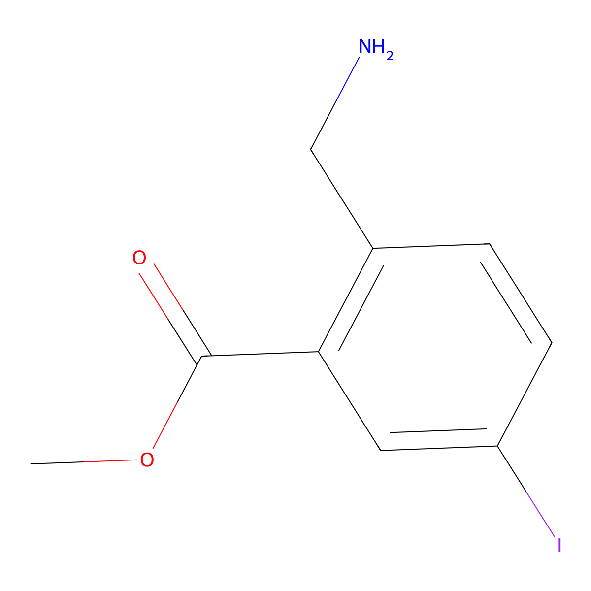 Methyl 2-(aminomethyl)-5-iodobenzoate molecular structure, CAS 1131587-34-2