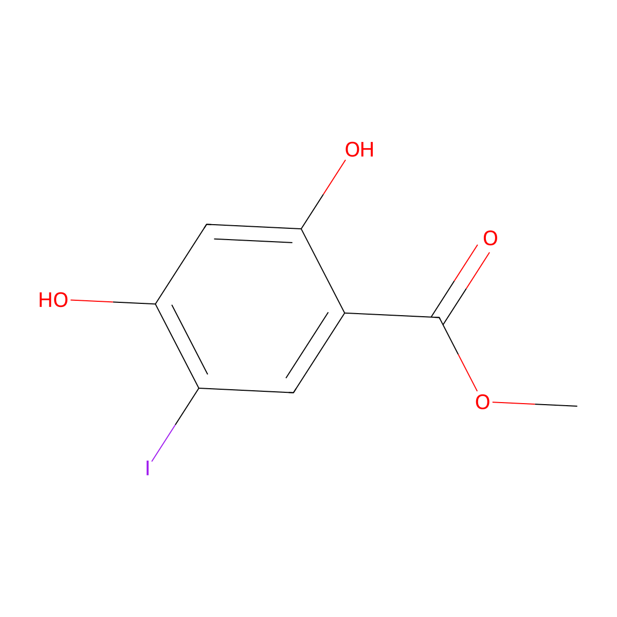 Methyl 2,4-dihydroxy-5-iodobenzoate molecular structure, CAS 1131587-44-4