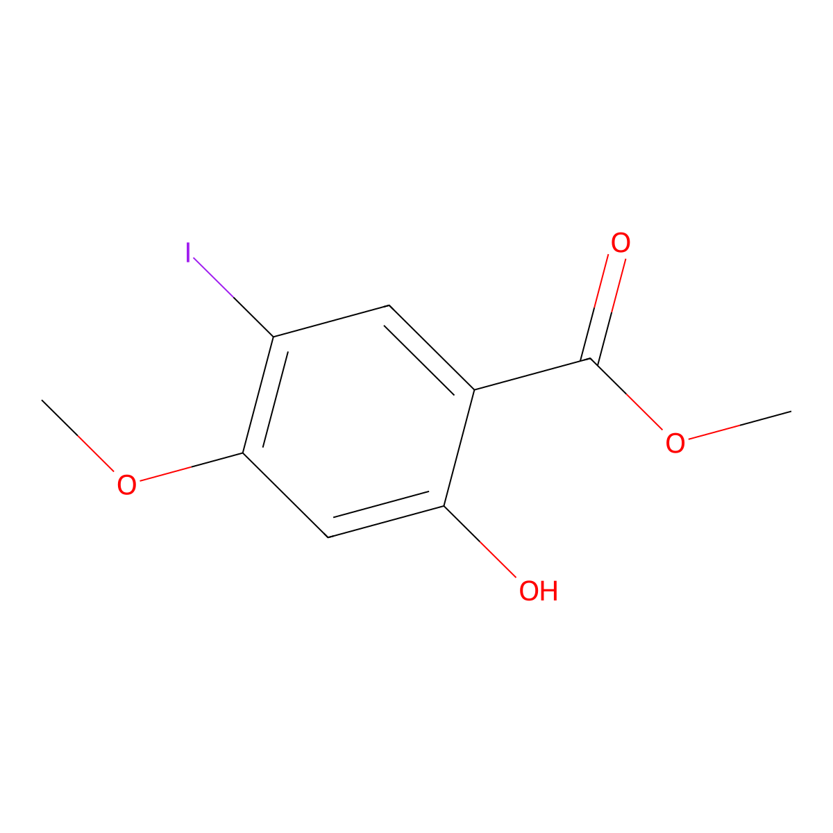 Methyl 2-hydroxy-5-iodo-4-methoxybenzoate molecular structure, CAS 1131587-46-6