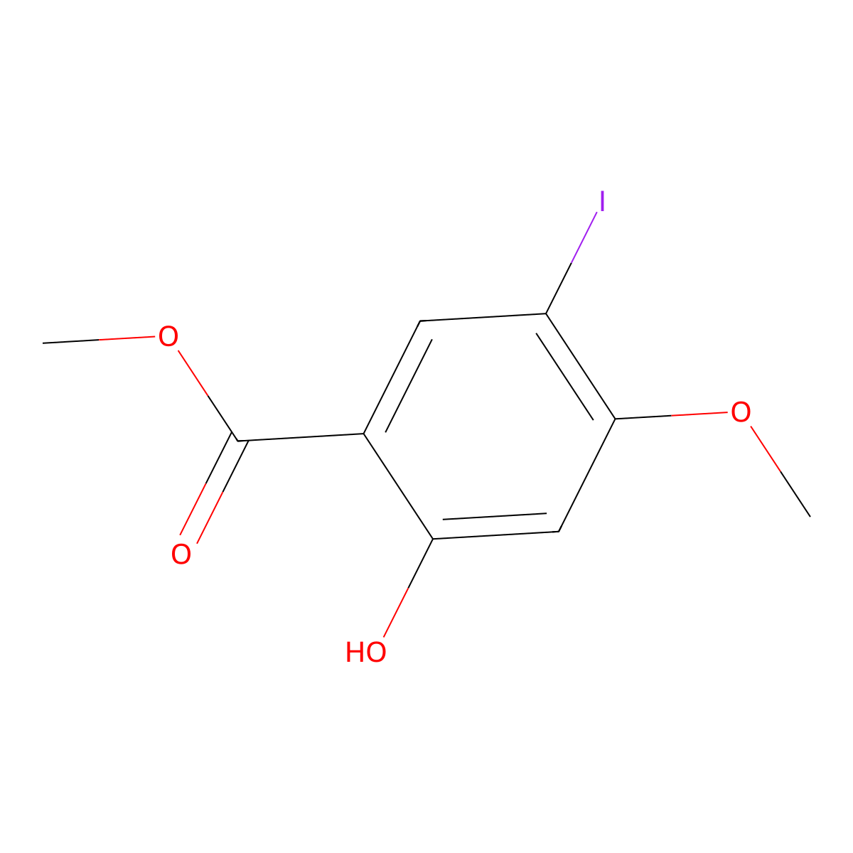 Methyl 2-hydroxy-5-iodo-4-methoxybenzoate molecular structure, CAS 1131587-46-6