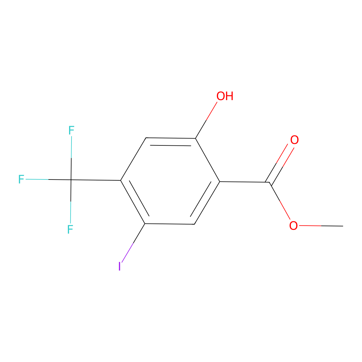 Methyl 2-hydroxy-5-iodo-4-(trifluoromethyl)benzoate molecular structure, CAS 1131587-48-8