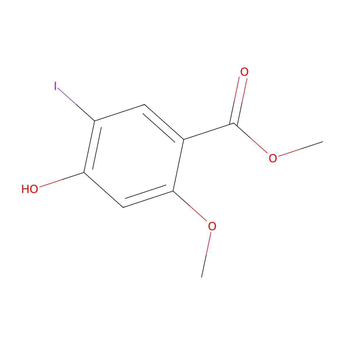 Methyl 4-hydroxy-5-iodo-2-methoxybenzoate molecular structure, CAS 1131587-51-3