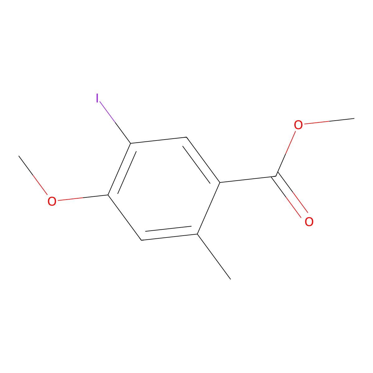 Methyl 5-iodo-4-methoxy-2-methylbenzoate molecular structure, CAS 1131587-52-4