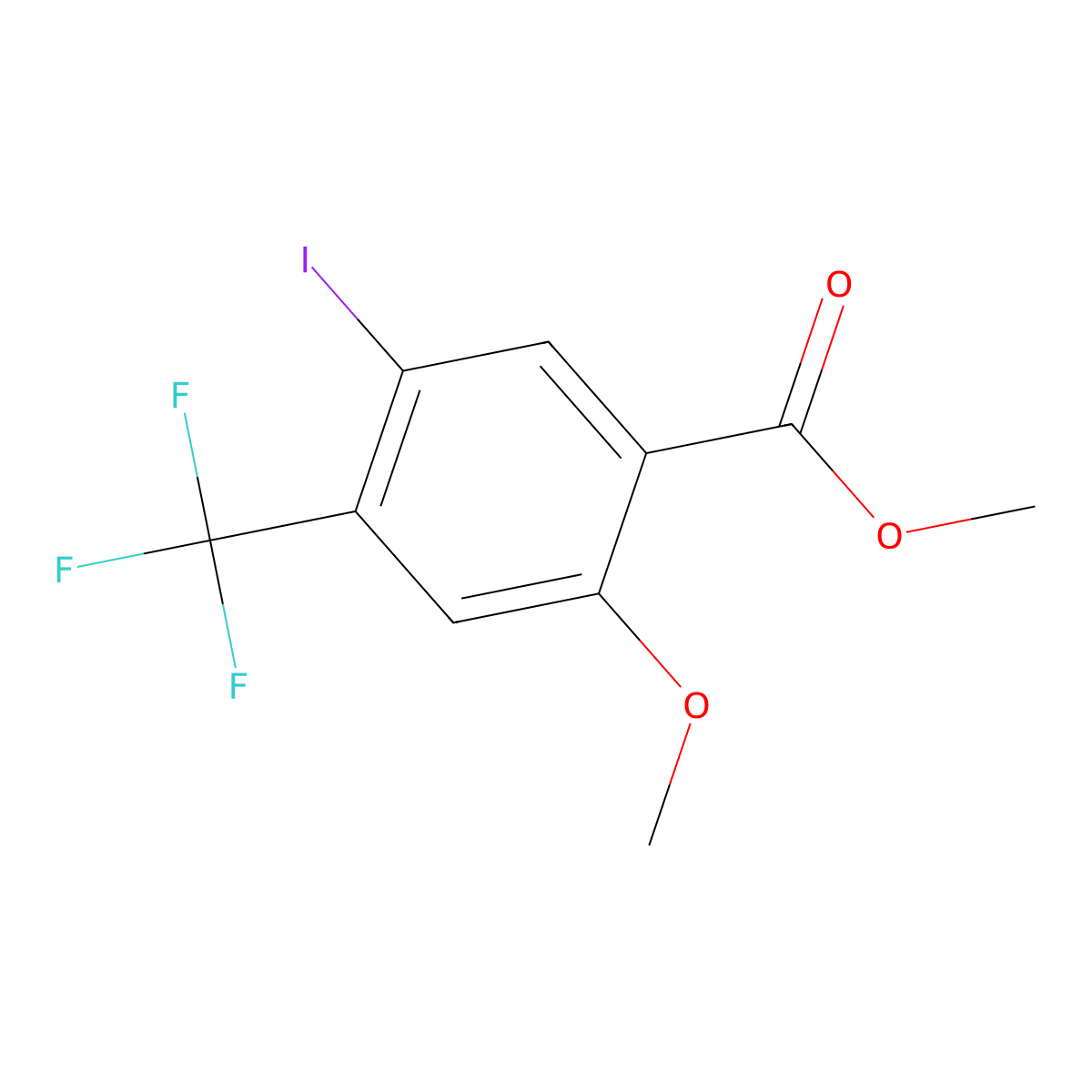 Methyl 5-iodo-2-methoxy-4-(trifluoromethyl)benzoate molecular structure, CAS 1131587-55-7