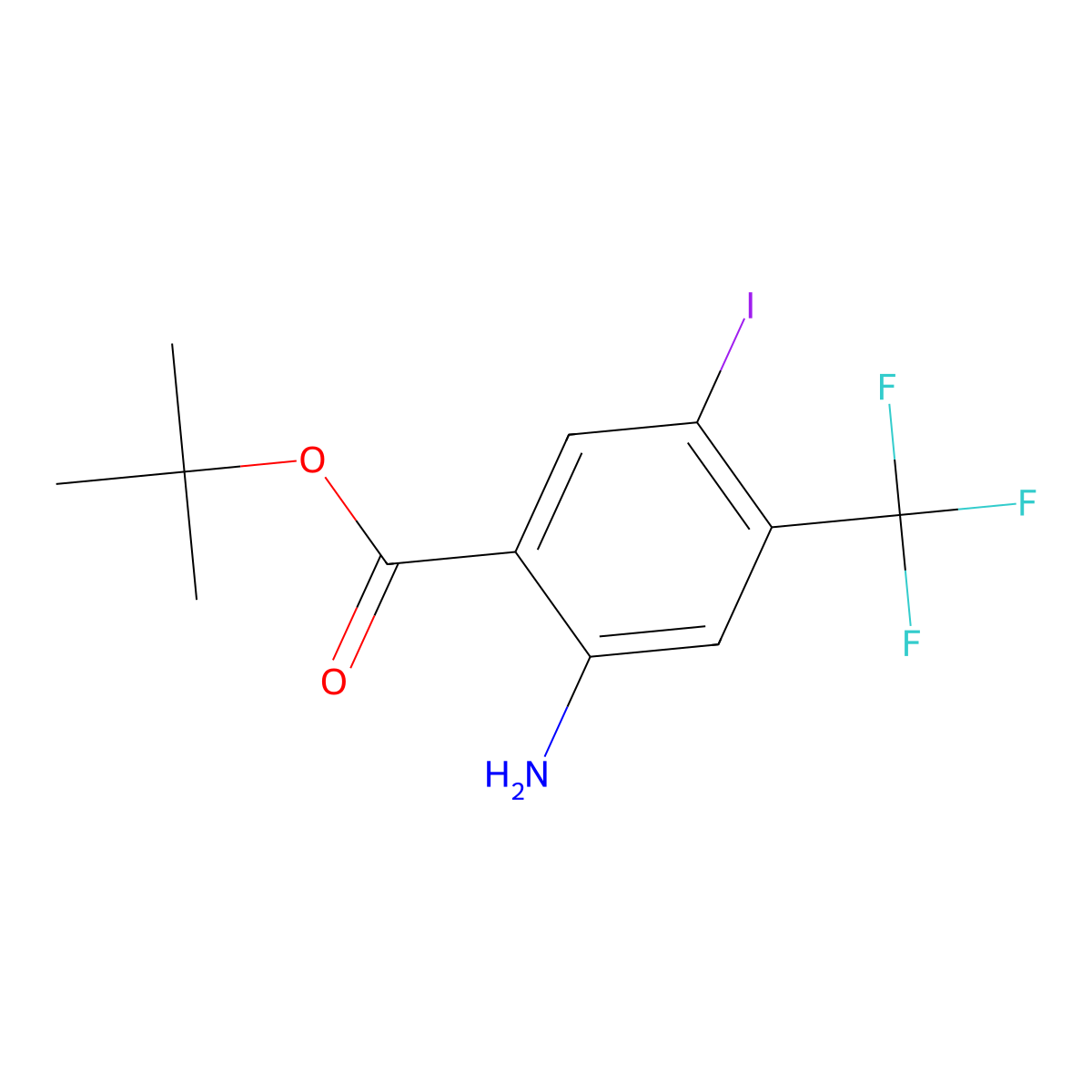 Tert-butyl 2-amino-5-iodo-4-(trifluoromethyl)benzoate molecular structure, CAS 1131587-56-8