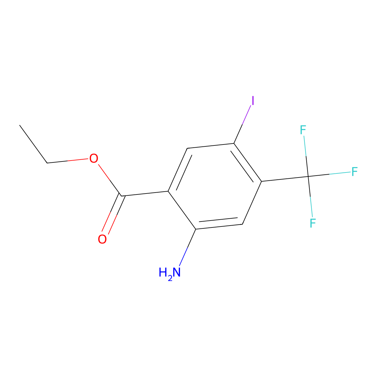 Ethyl 2-amino-5-iodo-4-(trifluoromethyl)benzoate molecular structure, CAS 1131587-57-9