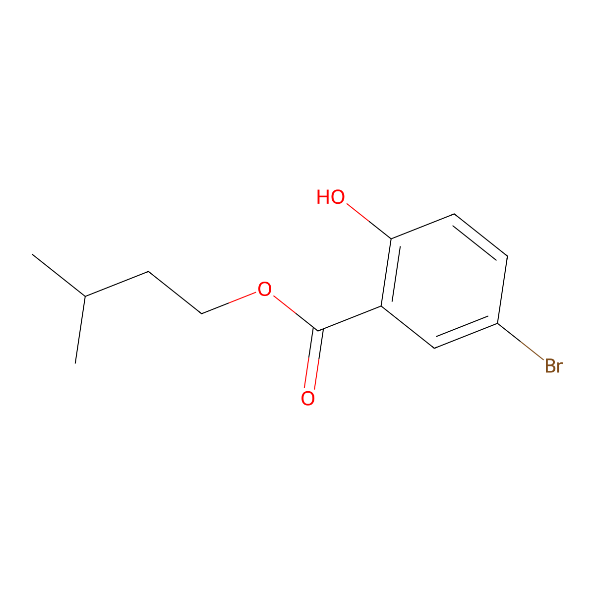 Isopentyl 5-bromo-2-hydroxybenzoate molecular structure, CAS 1131587-61-5