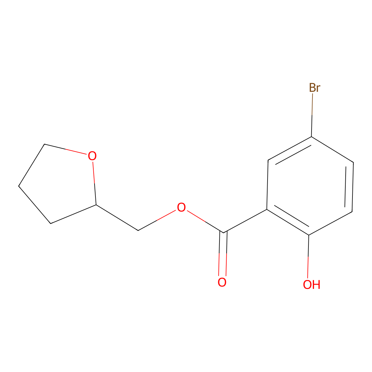 (Tetrahydrofuran-2-yl)methyl 5-bromo-2-hydroxybenzoate molecular structure, CAS 1131587-68-2