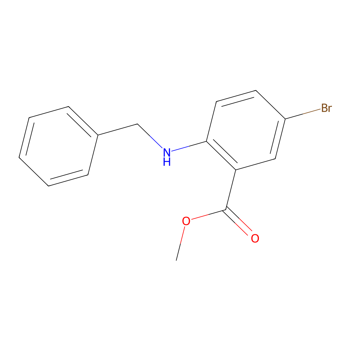 Methyl 2-(benzylamino)-5-bromobenzoate molecular structure, CAS 1131587-77-3