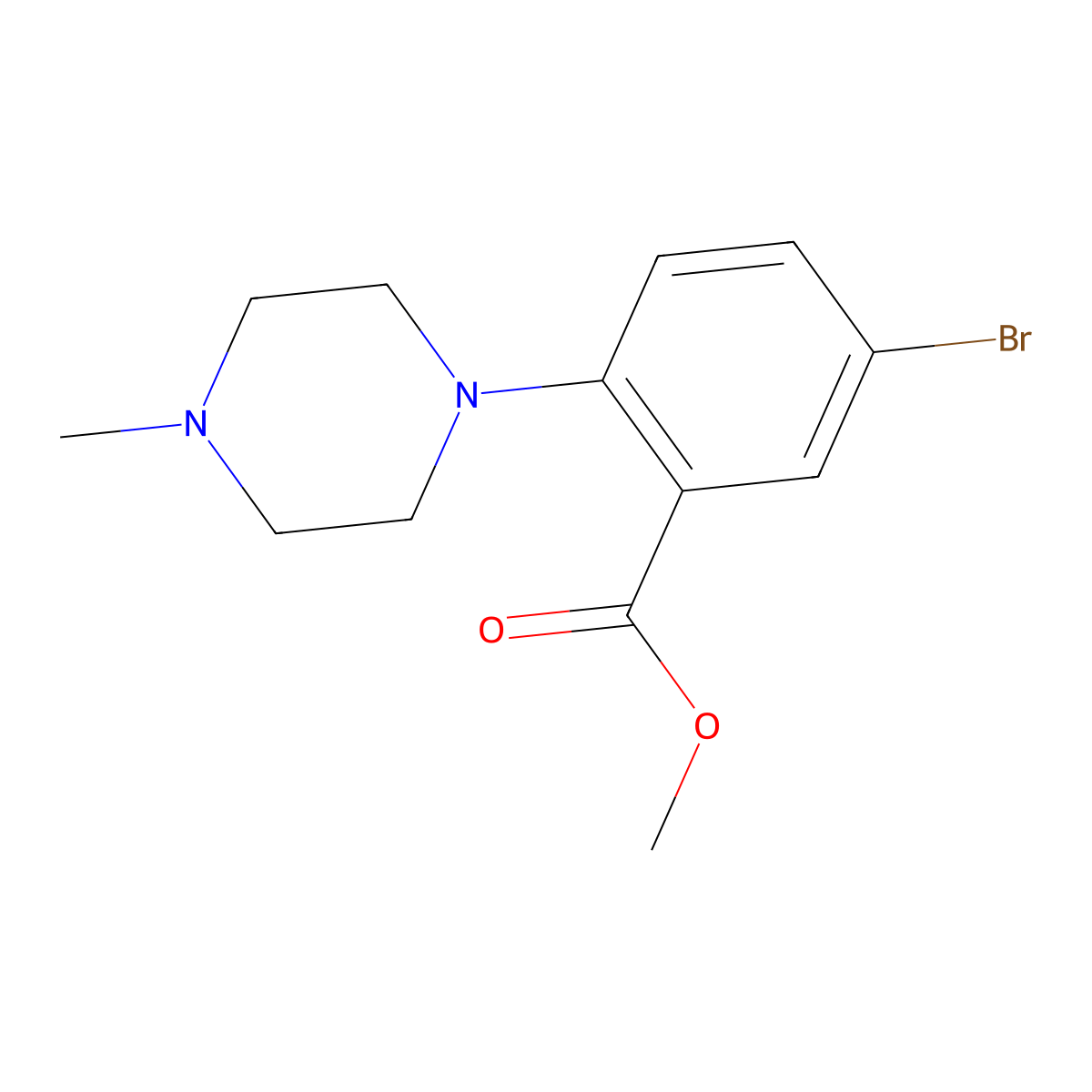 Methyl 5-bromo-2-(4-methylpiperazin-1-yl)benzoate molecular structure, CAS 1131587-80-8