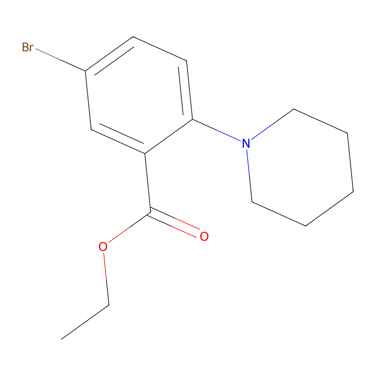 Ethyl 5-bromo-2-(piperidin-1-yl)benzoate molecular structure, CAS 1131587-87-5