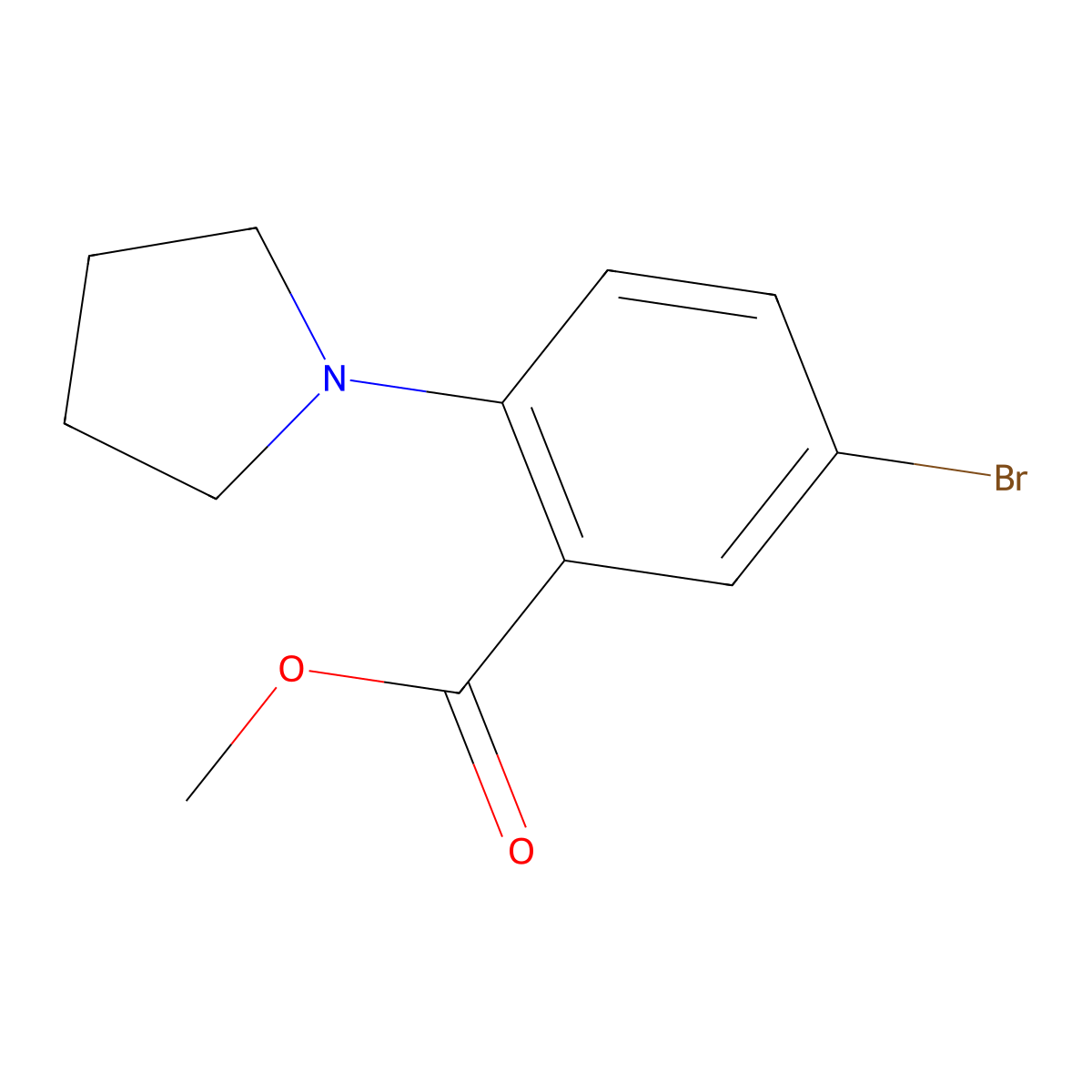 Methyl 5-bromo-2-(pyrrolidin-1-yl)benzoate molecular structure, CAS 1131587-88-6