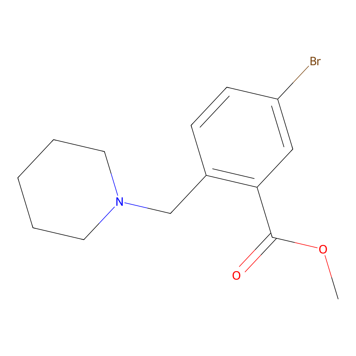 Methyl 5-bromo-2-(piperidin-1-ylmethyl)benzoate molecular structure, CAS 1131587-89-7
