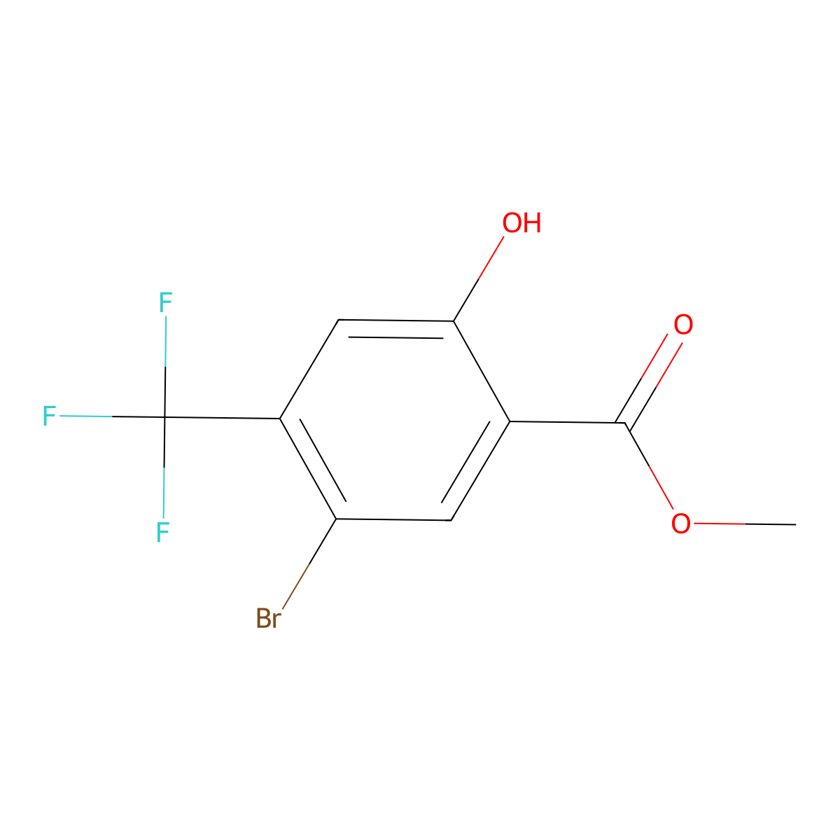 Methyl 5-bromo-2-hydroxy-4-(trifluoromethyl)benzoate molecular structure, CAS 1131587-92-2
