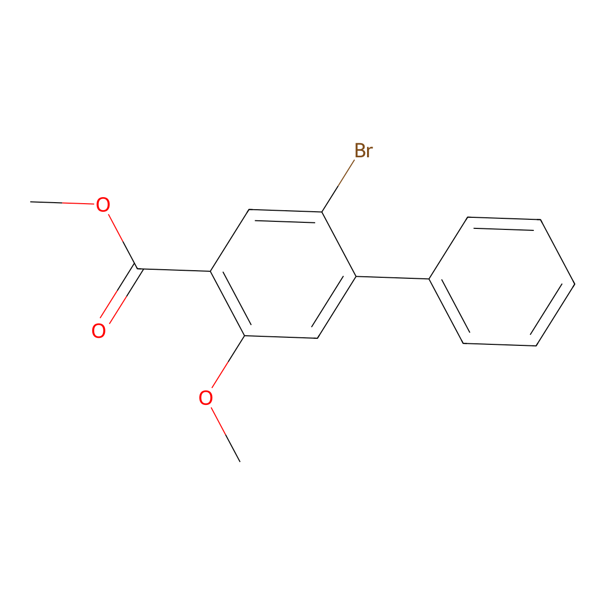 Methyl 2-bromo-5-methoxy-[1,1'-biphenyl]-4-carboxylate molecular structure, CAS 1131587-95-5