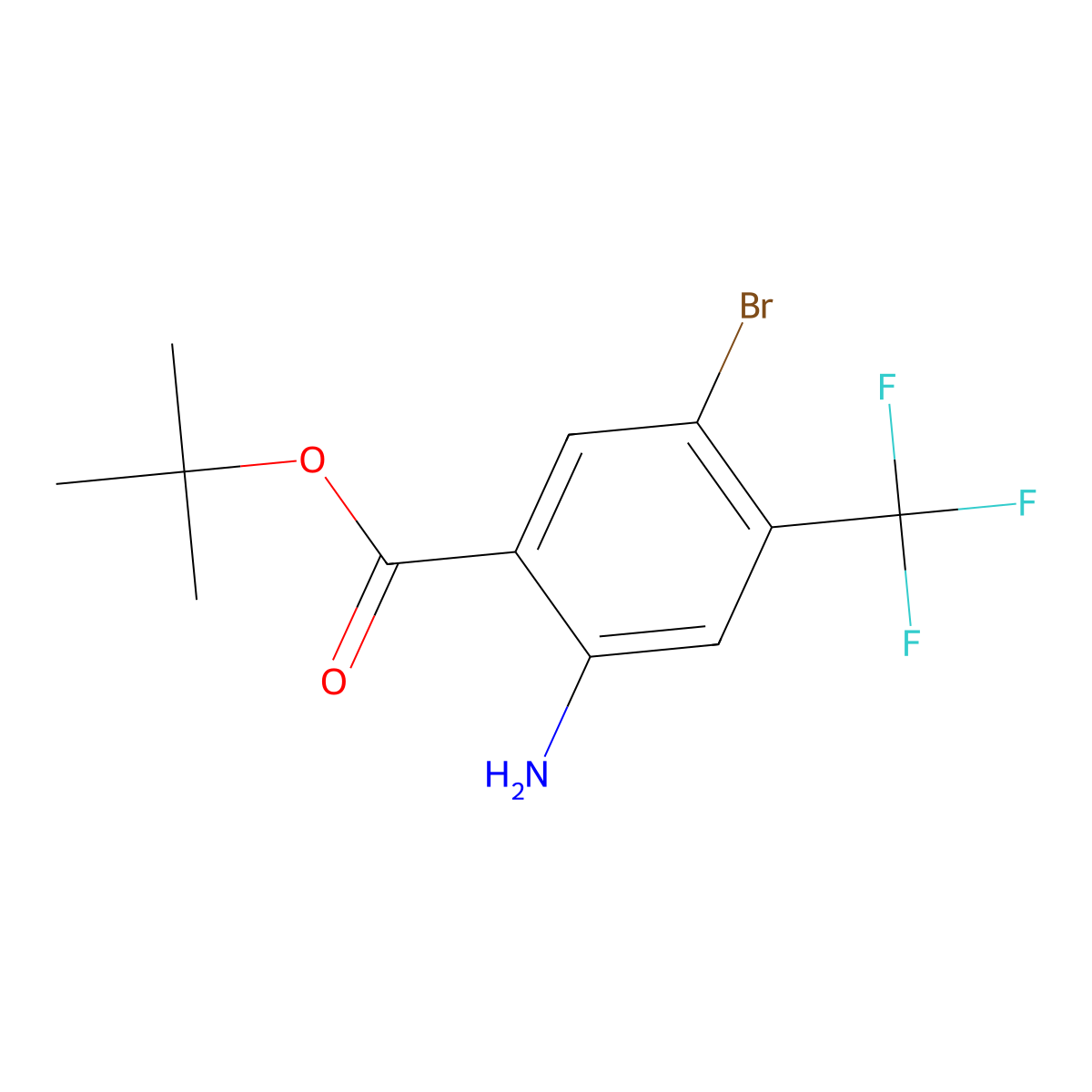 Tert-butyl 2-amino-5-bromo-4-(trifluoromethyl)benzoate molecular structure, CAS 1131587-98-8