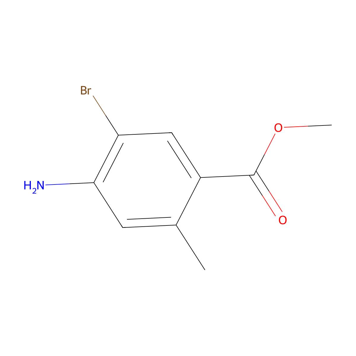Methyl 4-amino-5-bromo-2-methylbenzoate molecular structure, CAS 1131588-00-5