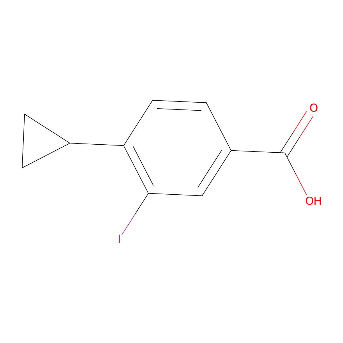 4-Cyclopropyl-3-iodobenzoic acid molecular structure, CAS 1131588-02-7