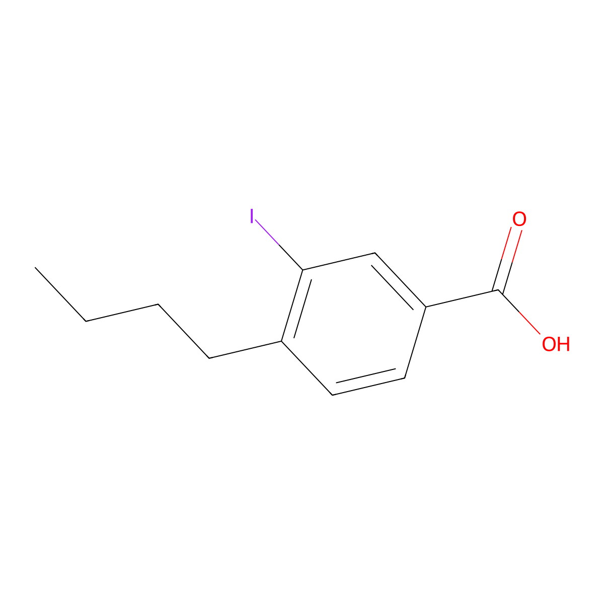 4-Butyl-3-iodobenzoic acid molecular structure, CAS 1131588-07-2