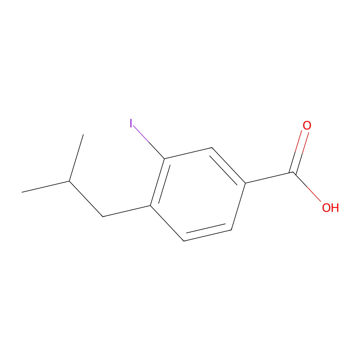 3-Iodo-4-isobutylbenzoic acid molecular structure, CAS 1131588-08-3