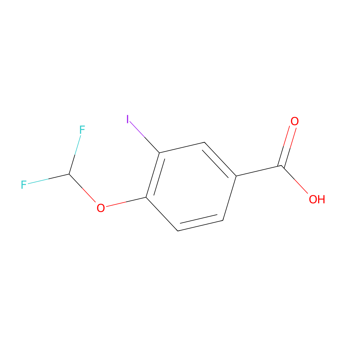4-(Difluoromethoxy)-3-iodobenzoic acid molecular structure, CAS 1131588-14-1
