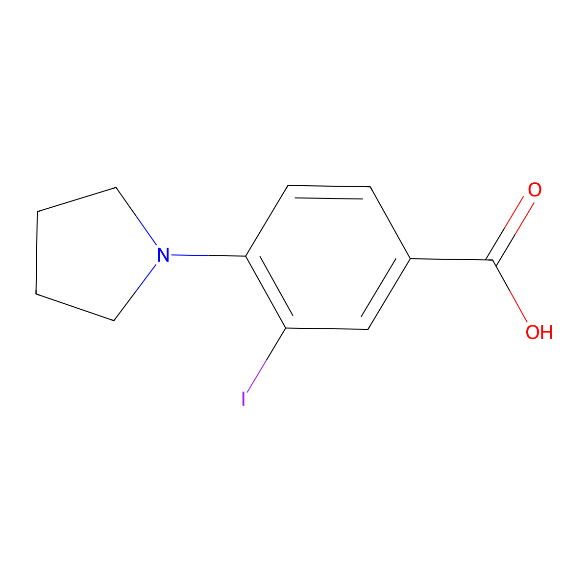 3-Iodo-4-(pyrrolidin-1-yl)benzoic acid molecular structure, CAS 1131588-16-3