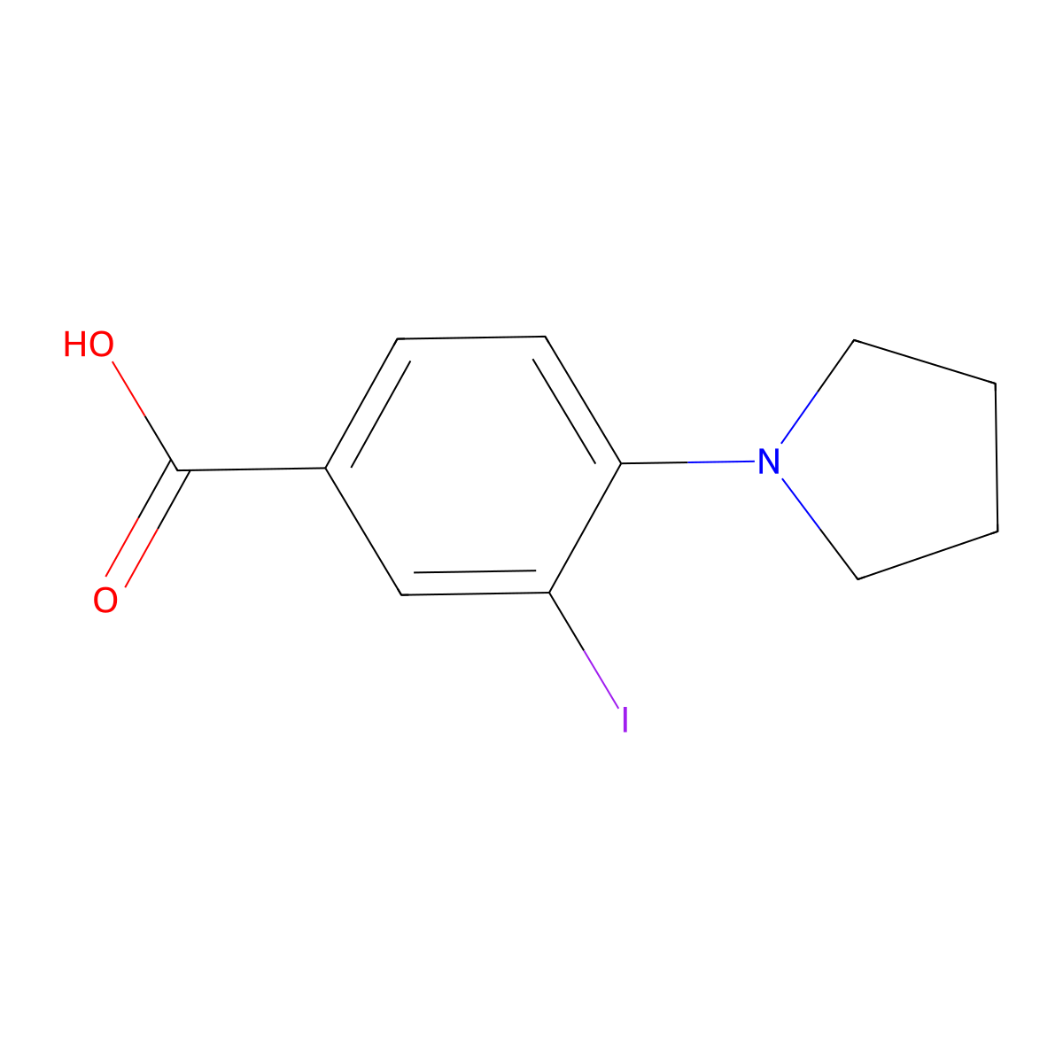 3-Iodo-4-(pyrrolidin-1-yl)benzoic acid molecular structure, CAS 1131588-16-3