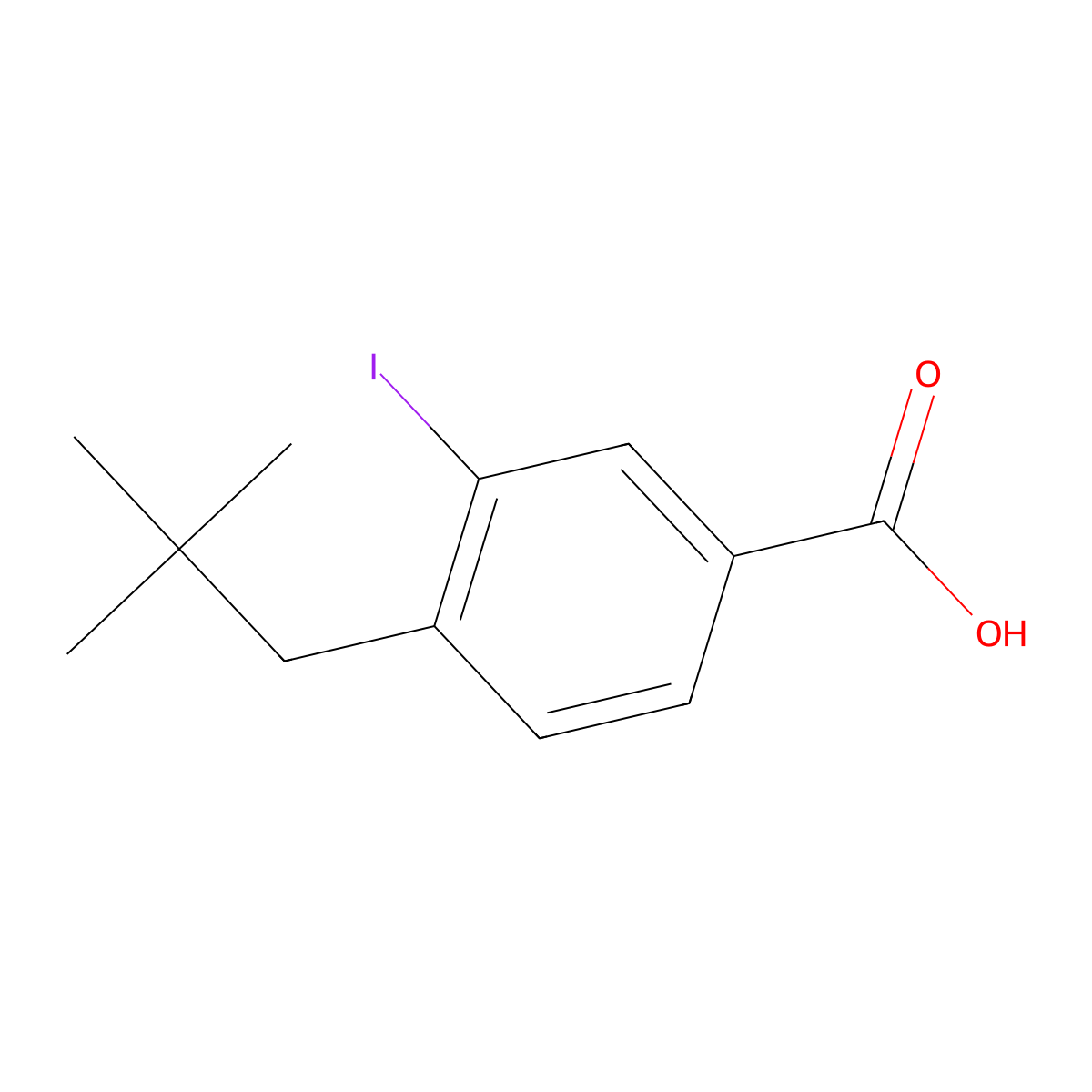 3-Iodo-4-neopentylbenzoic acid molecular structure, CAS 1131588-20-9