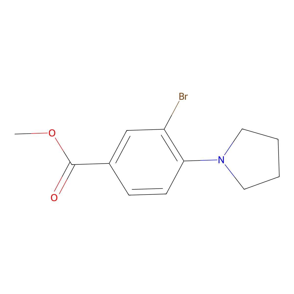 Methyl 3-bromo-4-(pyrrolidin-1-yl)benzoate molecular structure, CAS 1131594-16-5