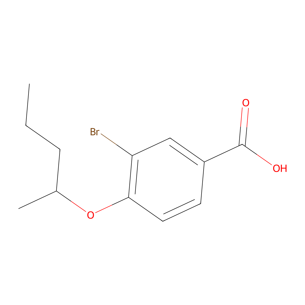 3-Bromo-4-(pentan-2-yloxy)benzoic acid molecular structure, CAS 1131594-30-3