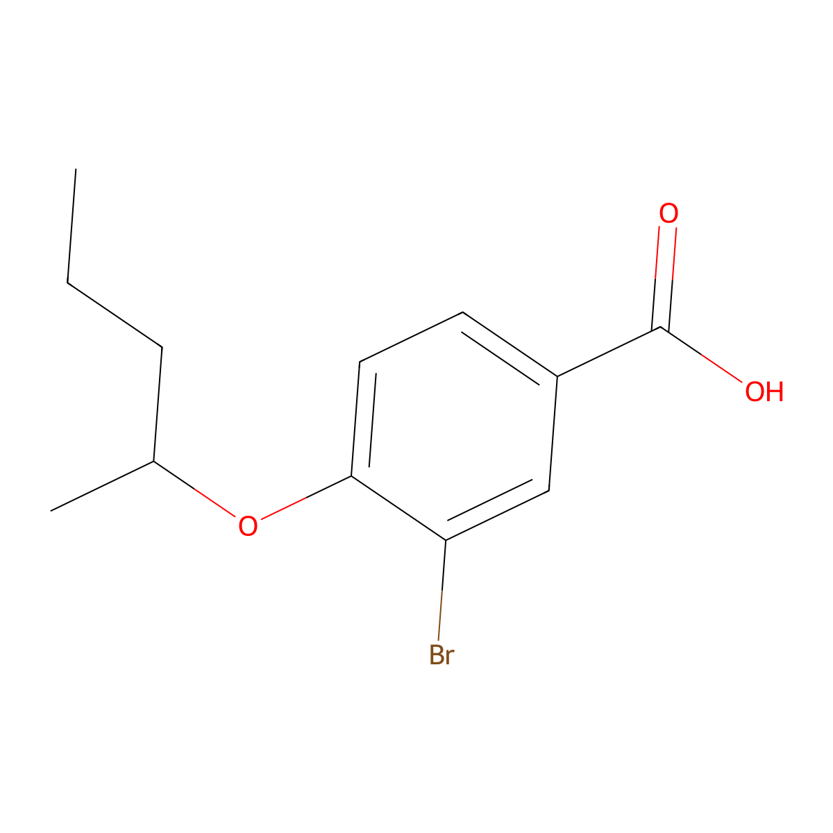 3-Bromo-4-(pentan-2-yloxy)benzoic acid molecular structure, CAS 1131594-30-3