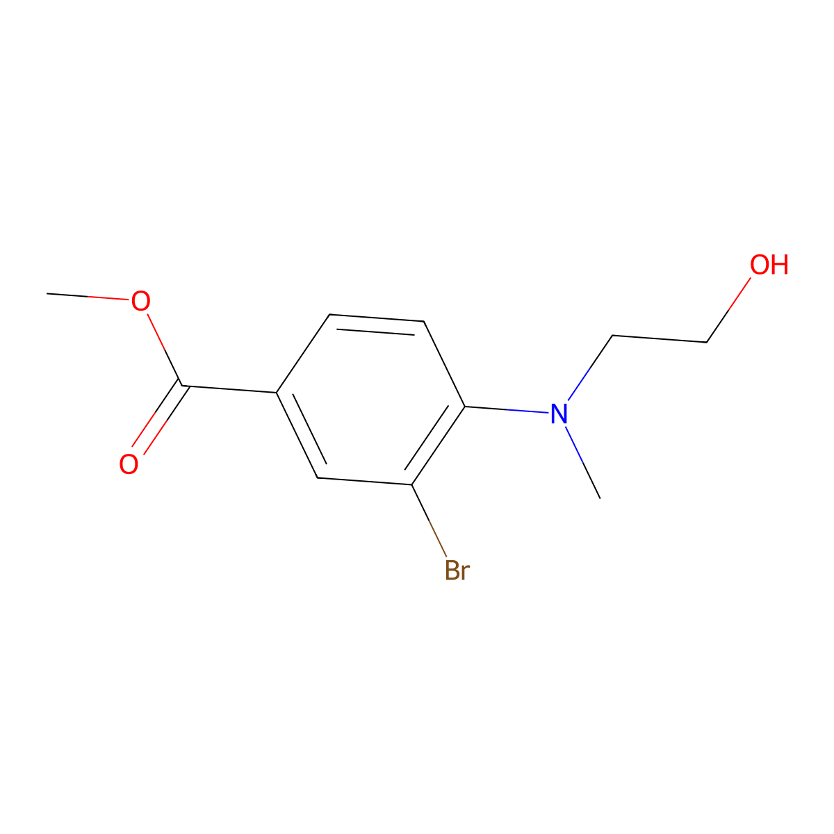 Methyl 3-bromo-4-((2-hydroxyethyl)(methyl)amino)benzoate molecular structure, CAS 1131594-33-6