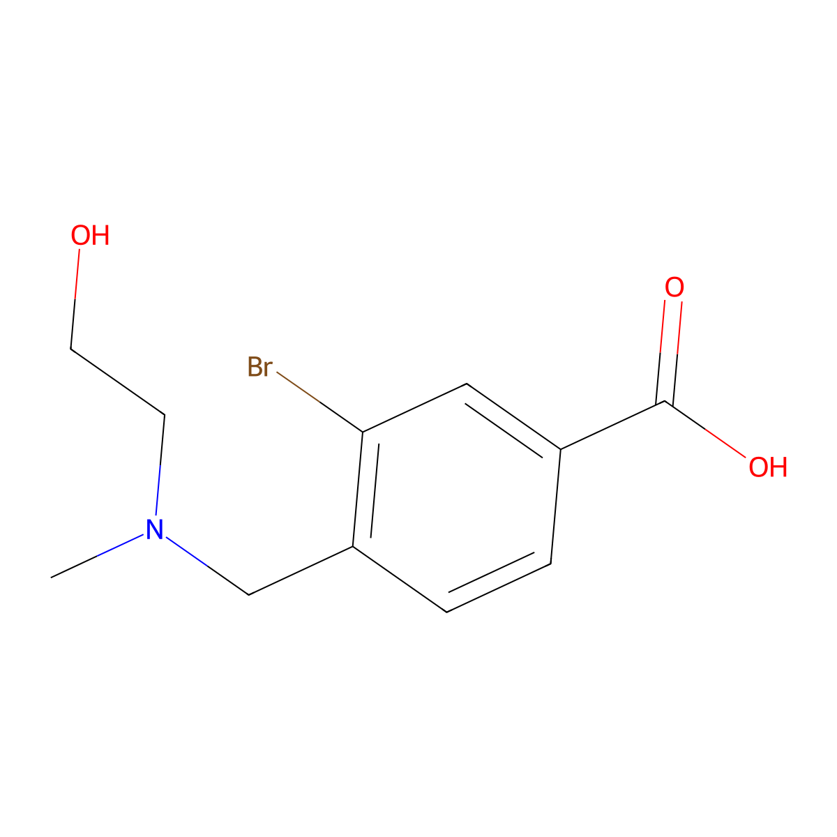 3-Bromo-4-(((2-hydroxyethyl)(methyl)amino)methyl)benzoic acid molecular structure, CAS 1131594-34-7