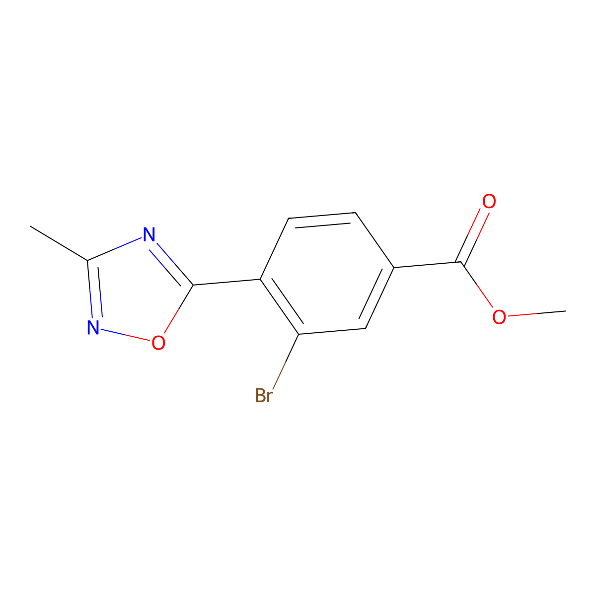 Methyl 3-bromo-4-(3-methyl-1,2,4-oxadiazol-5-yl)benzoate molecular structure, CAS 1131594-37-0