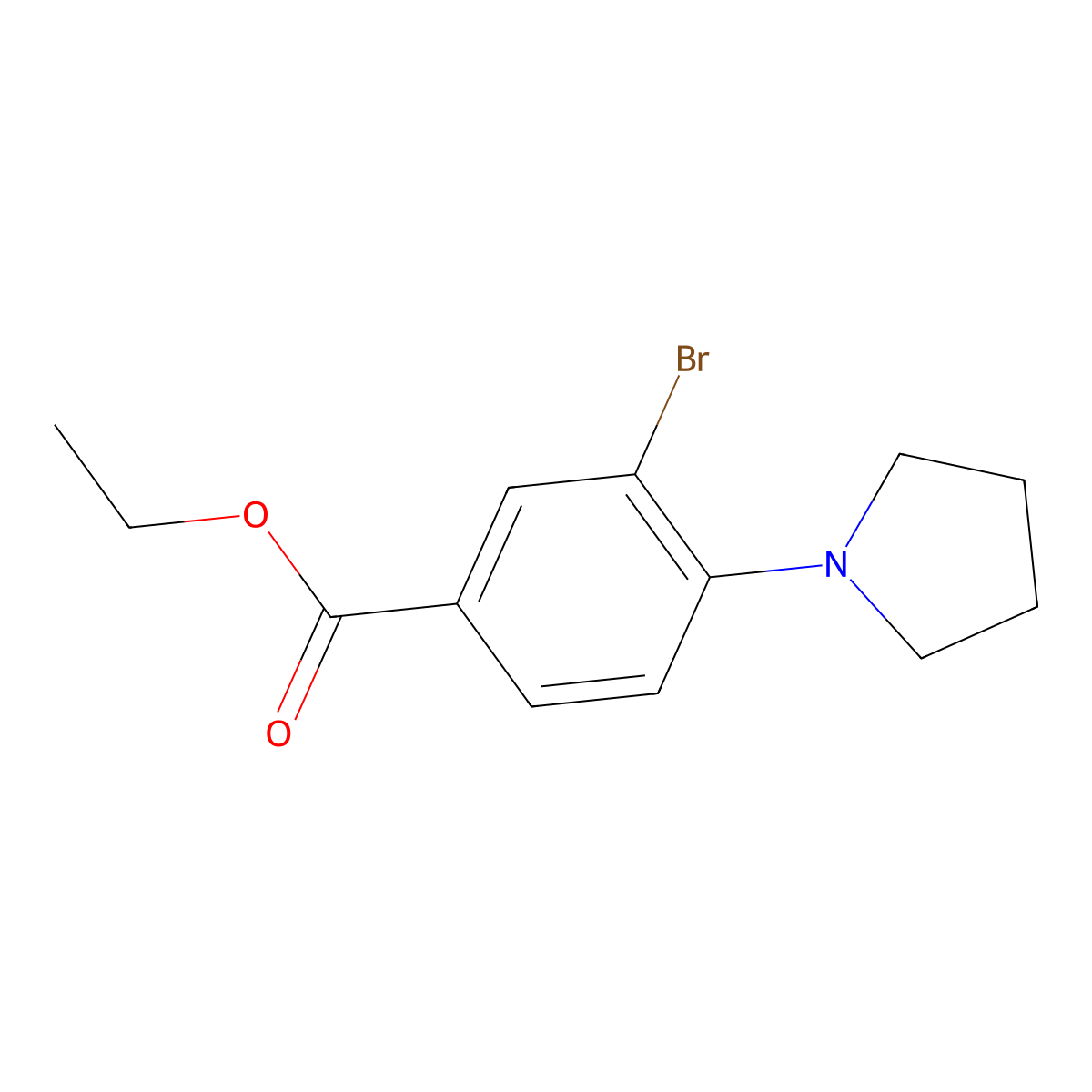 Ethyl 3-bromo-4-(pyrrolidin-1-yl)benzoate molecular structure, CAS 1131594-39-2