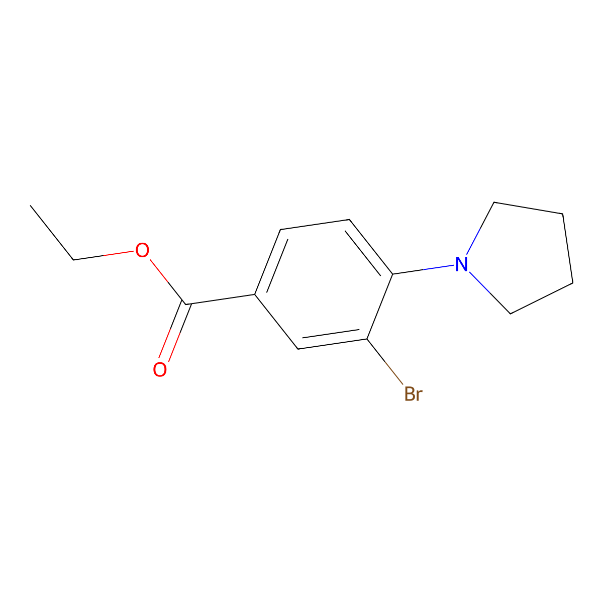 Ethyl 3-bromo-4-(pyrrolidin-1-yl)benzoate molecular structure, CAS 1131594-39-2