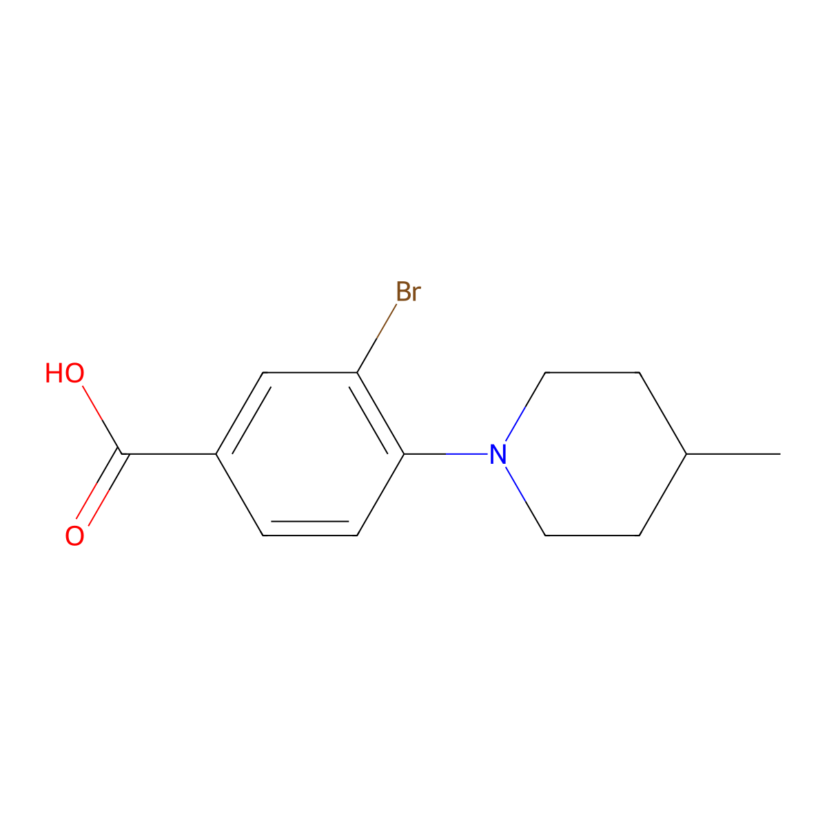 3-Bromo-4-(4-methylpiperidin-1-yl)benzoic acid molecular structure, CAS 1131594-40-5