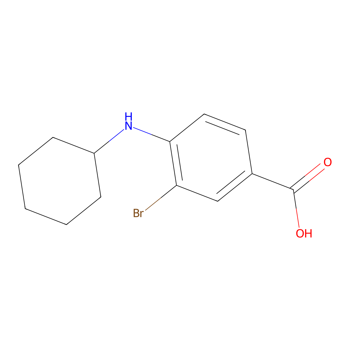 3-Bromo-4-(cyclohexylamino)benzoic acid molecular structure, CAS 1131594-43-8