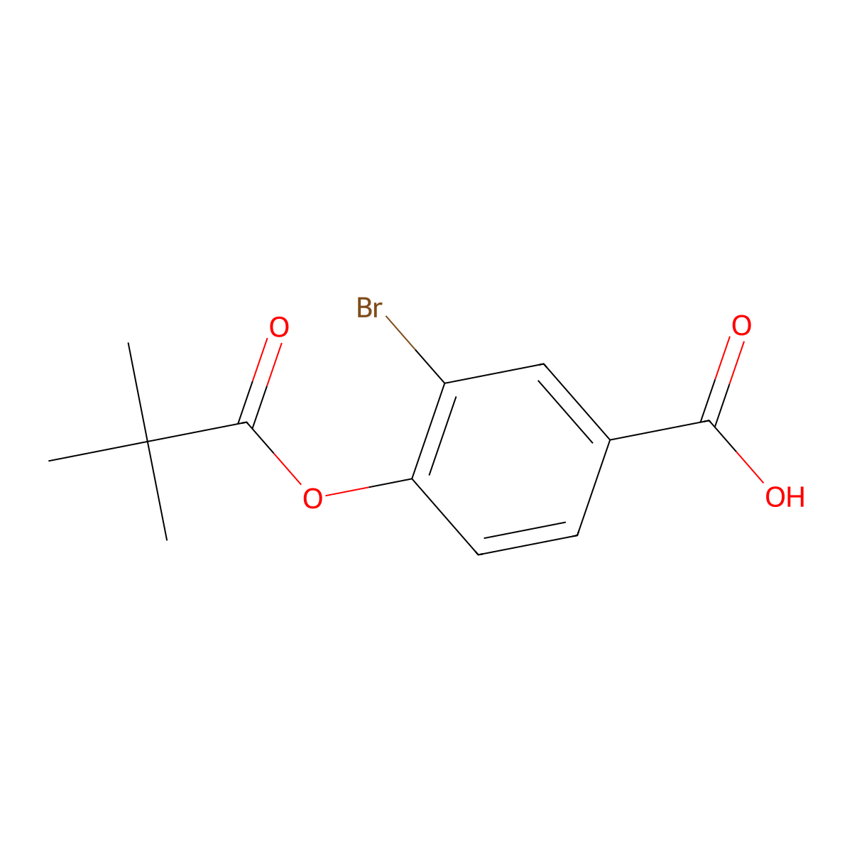3-Bromo-4-(pivaloyloxy)benzoic acid molecular structure, CAS 1131594-54-1