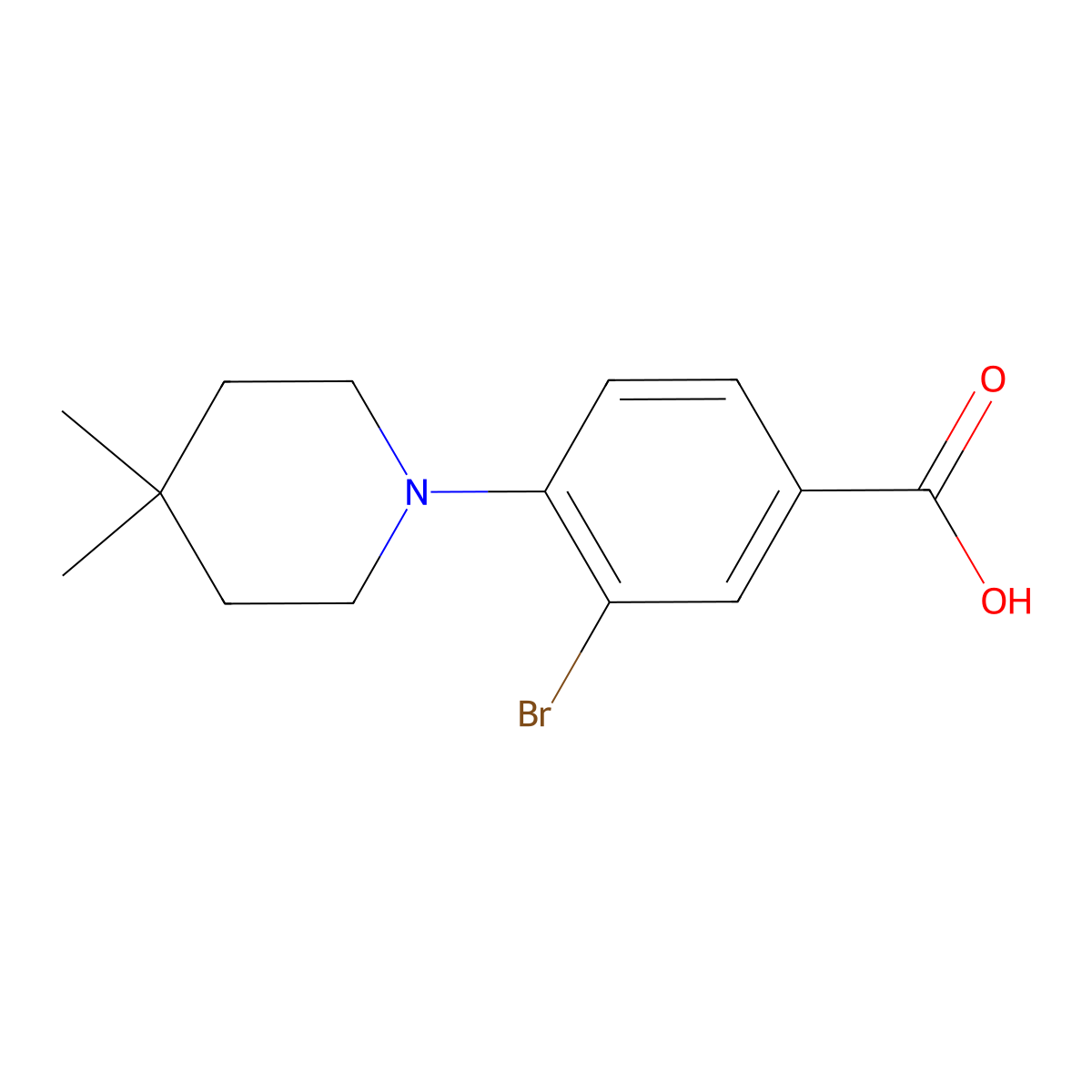 3-Bromo-4-(4,4-dimethylpiperidin-1-yl)benzoic acid molecular structure, CAS 1131594-57-4