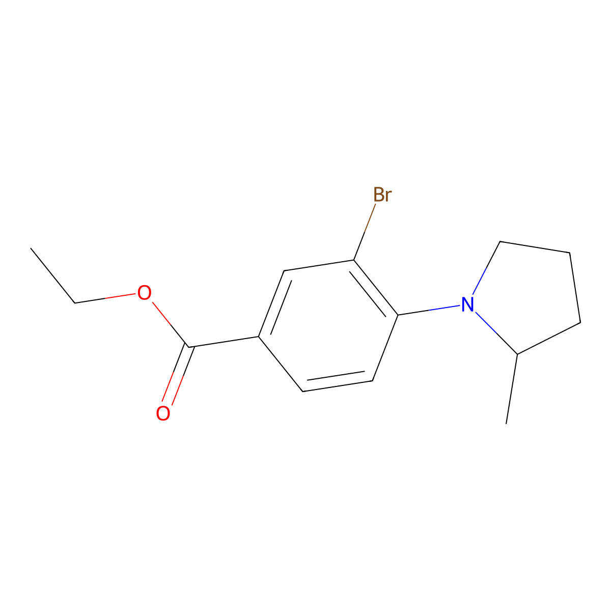 Ethyl 3-bromo-4-(2-methylpyrrolidin-1-yl)benzoate molecular structure, CAS 1131594-58-5