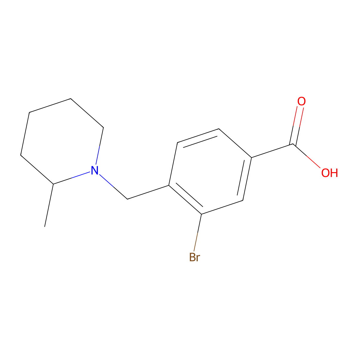 3-Bromo-4-((2-methylpiperidin-1-yl)methyl)benzoic acid molecular structure, CAS 1131594-59-6