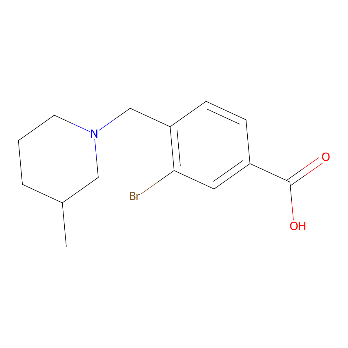 3-Bromo-4-((3-methylpiperidin-1-yl)methyl)benzoic acid molecular structure, CAS 1131594-60-9